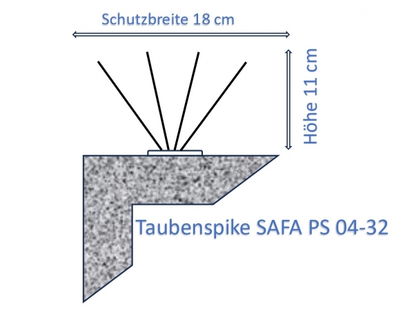 Pigeon spike SAFA PS 04-32, 4-row, 50 cm long, made of stainless steel